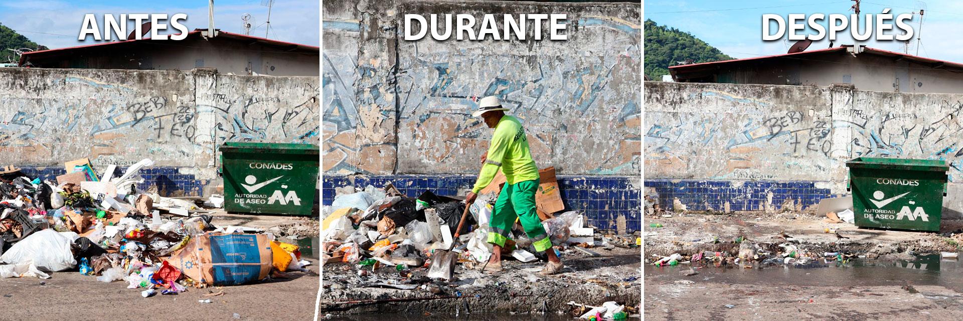 Antes, durante y después de la recolección de punto crítico en Curundú