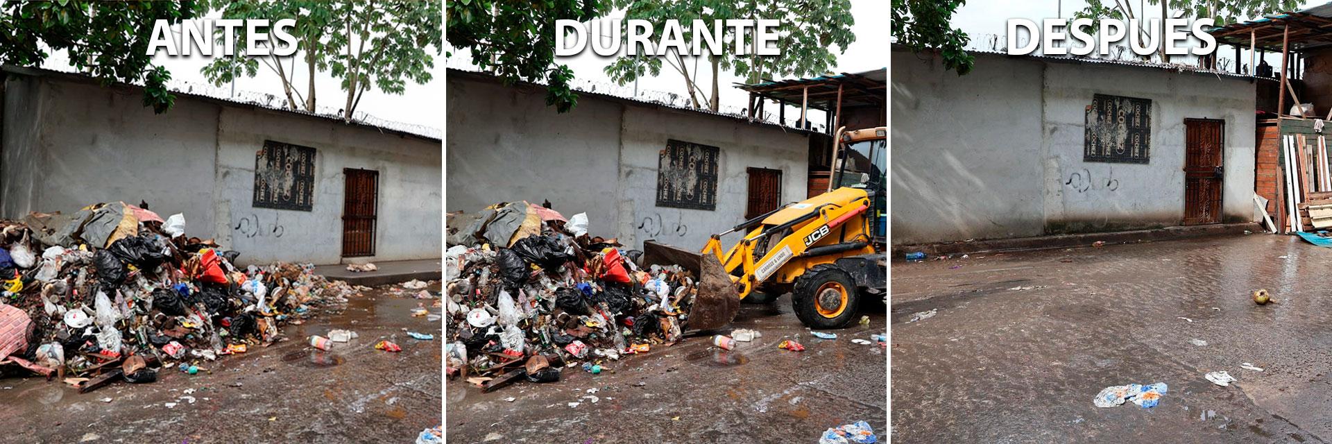 Retroexcavadora ejecuta labores de recolección y limpieza en el corregimiento de Curundú