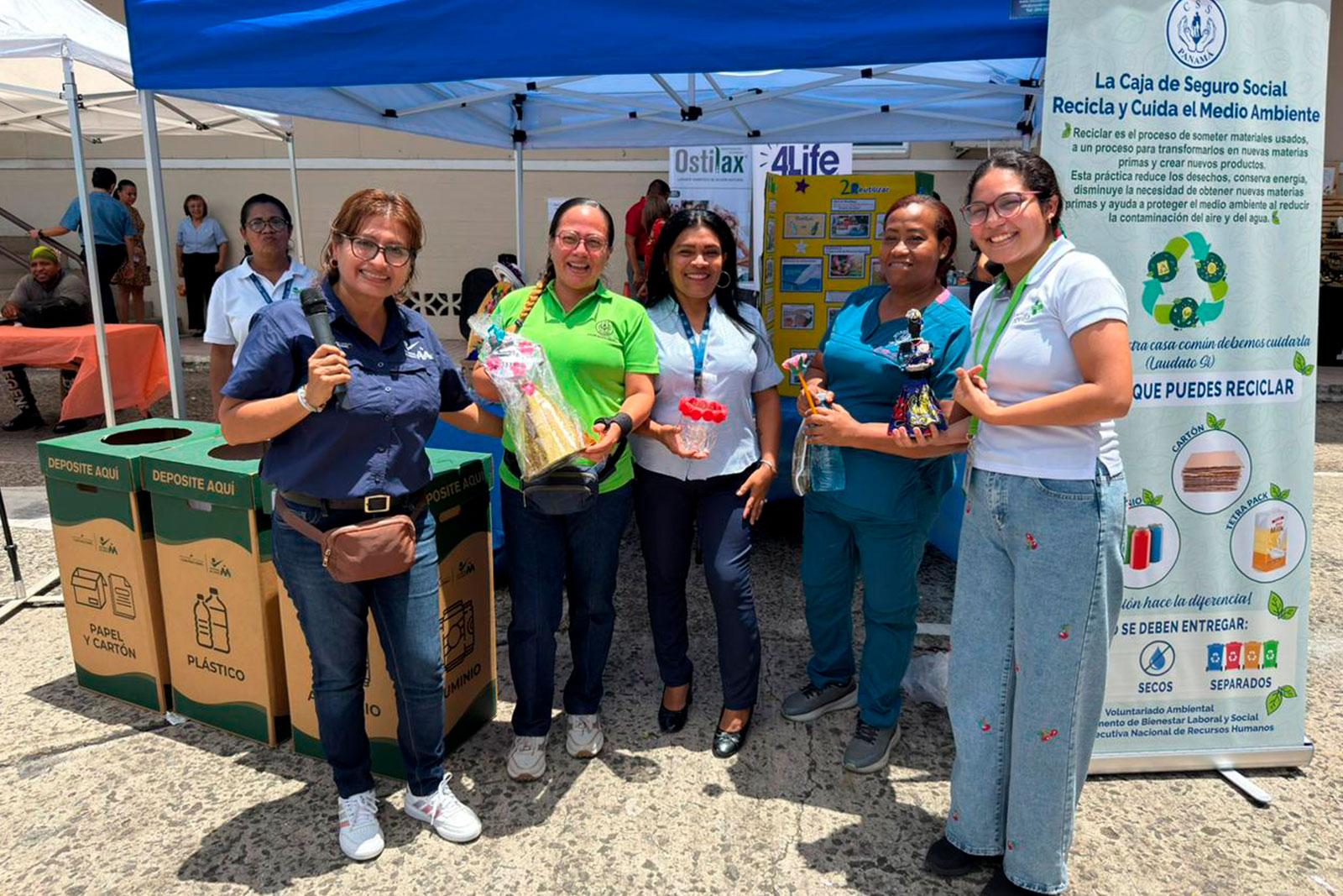 Exhiben prácticas de reciclaje y reutilización de desechos en feria de salud de la Caja de Seguro Social